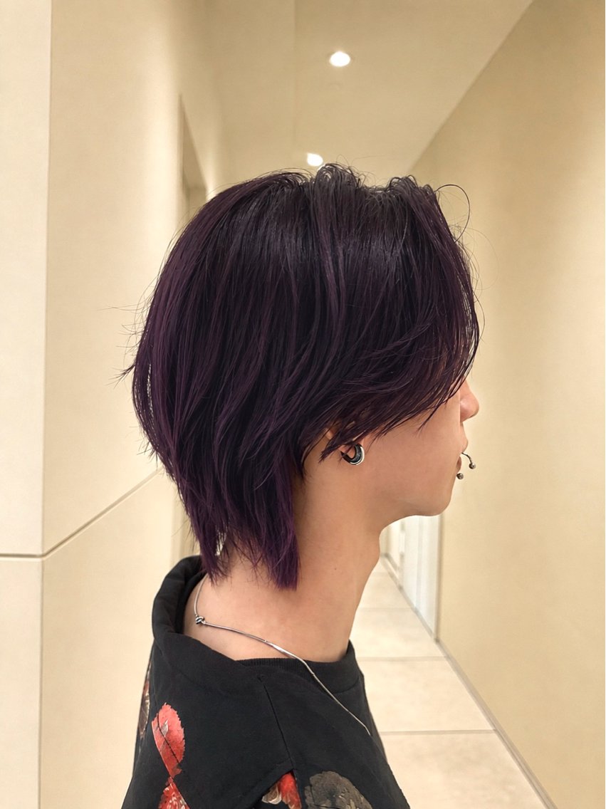 ミディアム カラー メンズ ヘアカラー トリートメント KURIAハイトーン /ピンクカラー/ボブのヘアスタイル