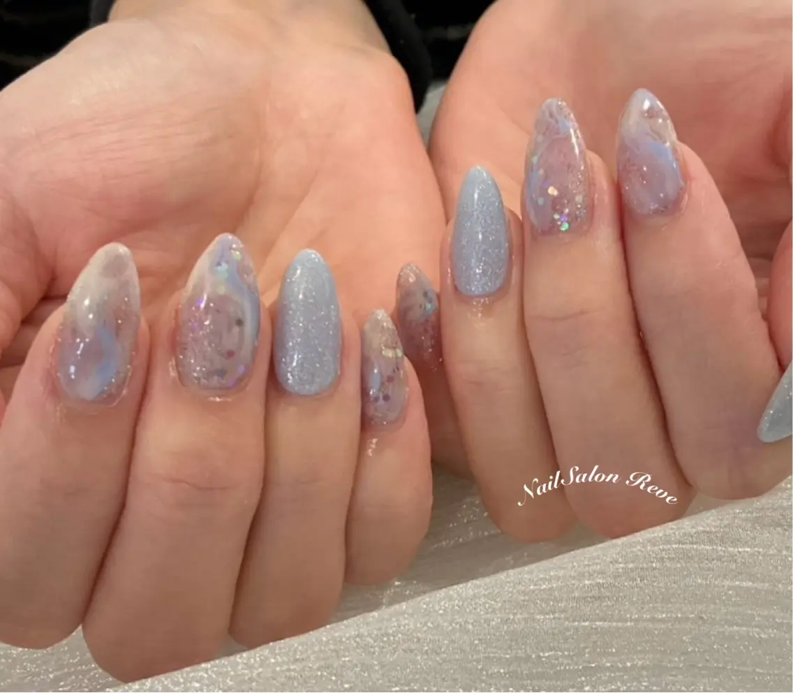 ネイル フラッシュネイル キラキラネイル ニュアンスネイル ハンドネイル NailSalon Reveのネイルデザイン