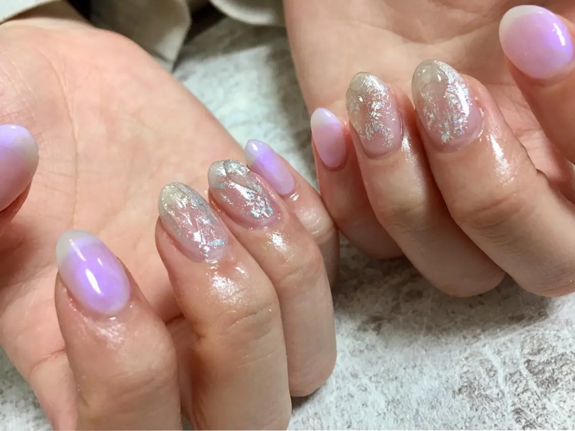 ネイル オーロラネイル ぷっくりネイル kiki nail &brow二子玉川のネイルデザイン