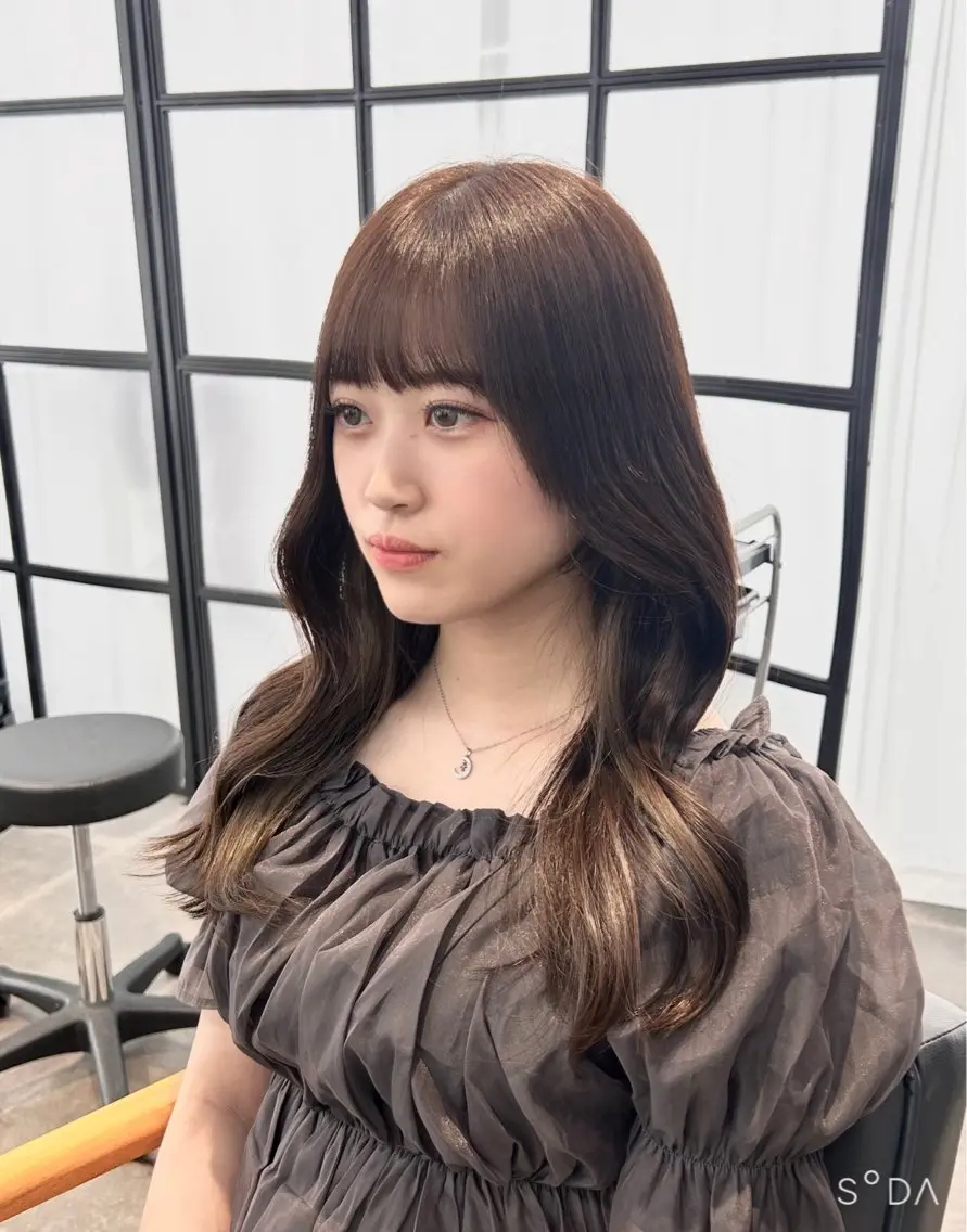 セミロング カラー 韓国×髪質改善カラー 💎hinaのヘアスタイル