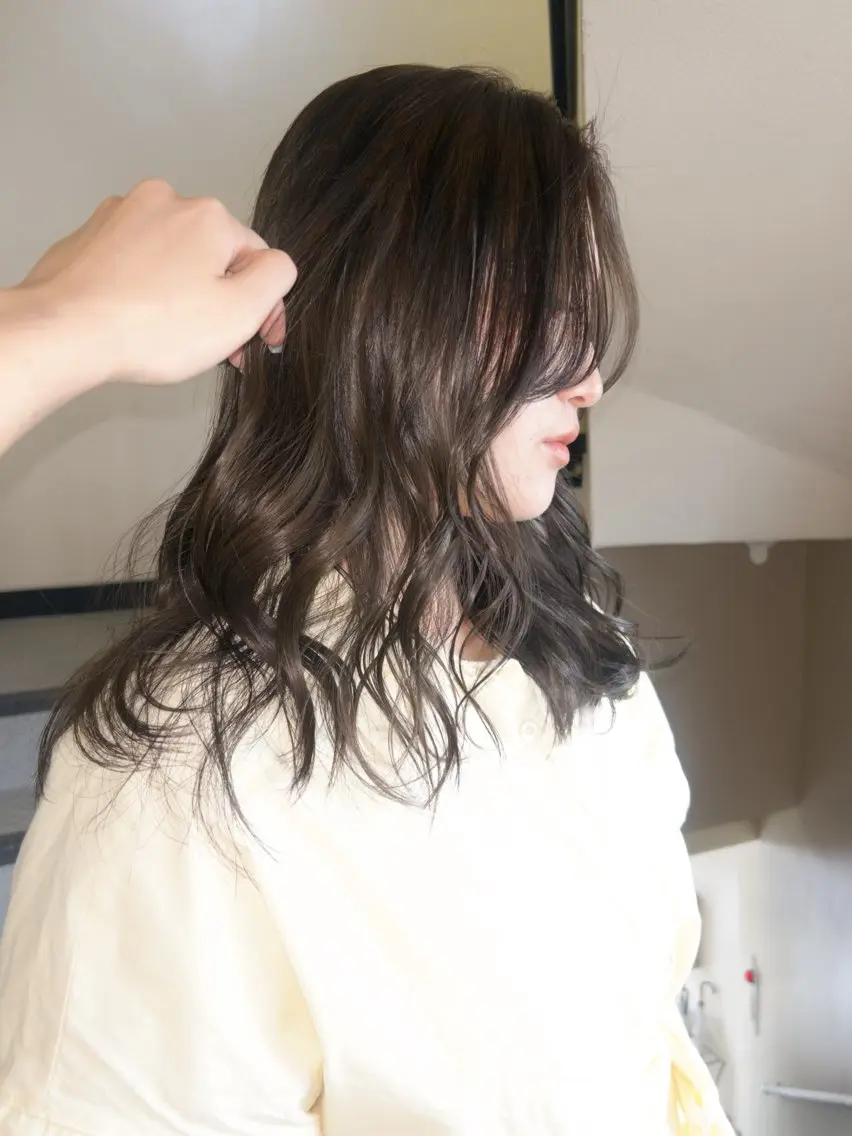 セミロング カラー ブリーチ 透明感カラー ダブルカラー ブリーチなしカラー オリーブカラー ヘアカラー トリートメント ☕️結【suii.】 ボブ/ヘアセット☕️のヘアスタイル