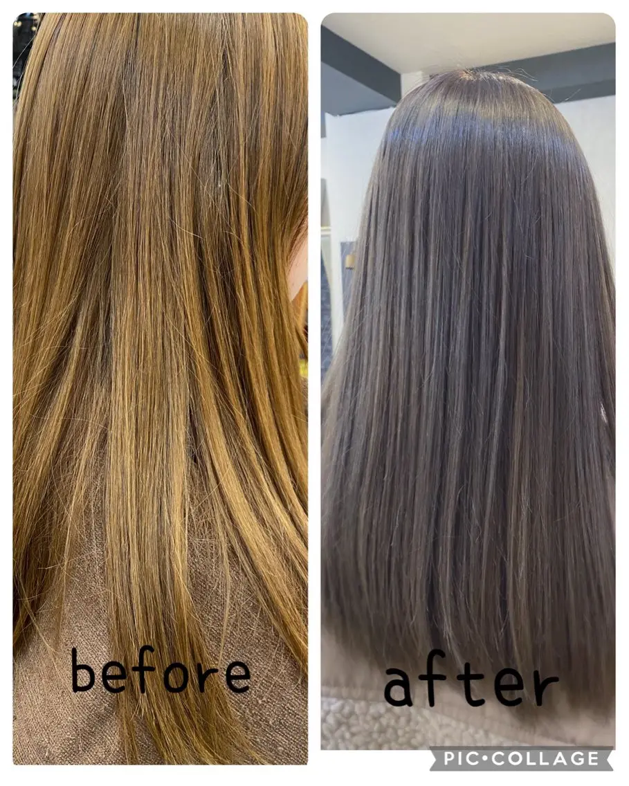 ロング カラー ブリーチ グレージュ オレンジ カット ヘアカラー トリートメント ひばりヶ丘美容室 カット石井里佳のヘアスタイル