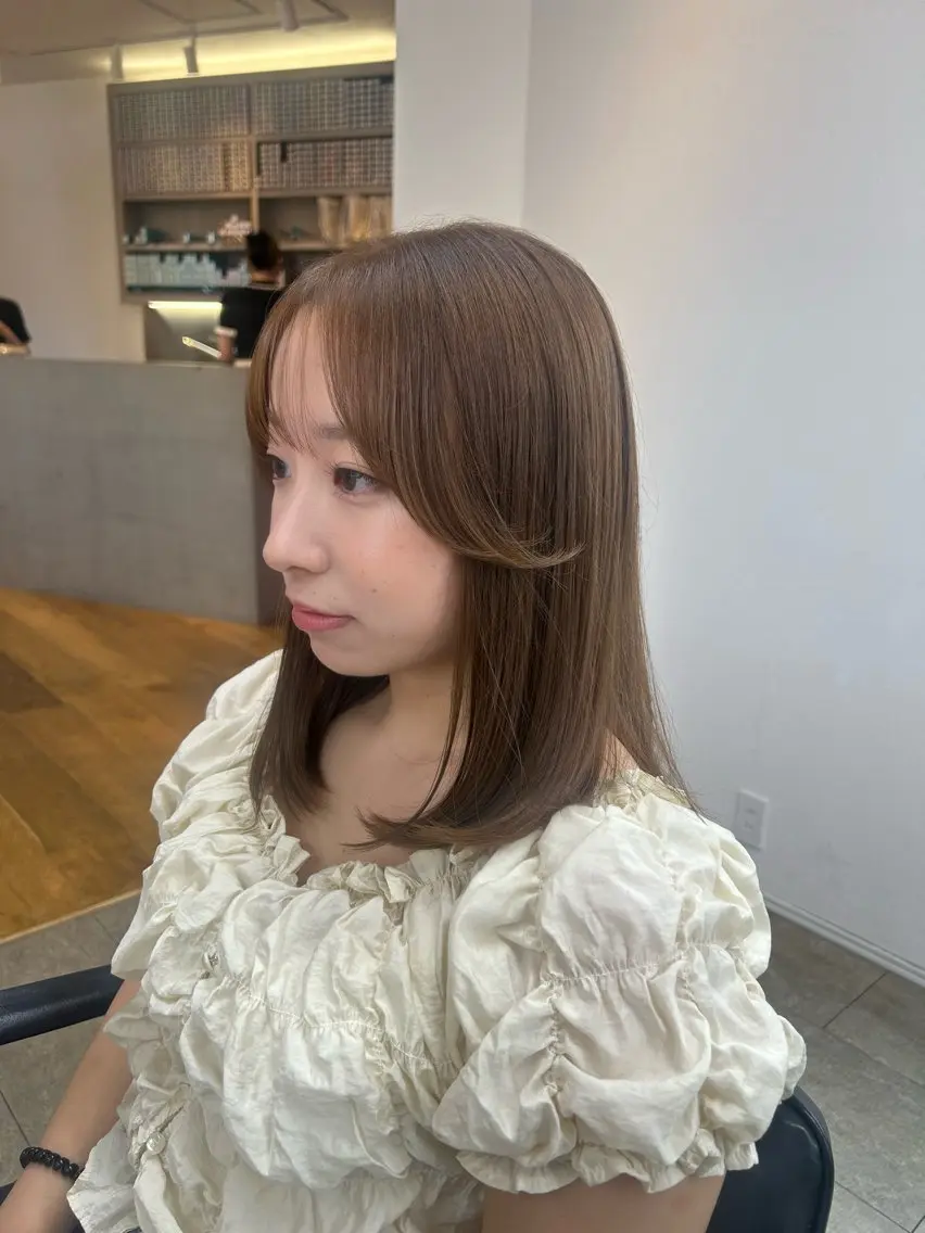 ミディアム カラー カット ヘアカラー トリートメント suehiro yunaのヘアスタイル