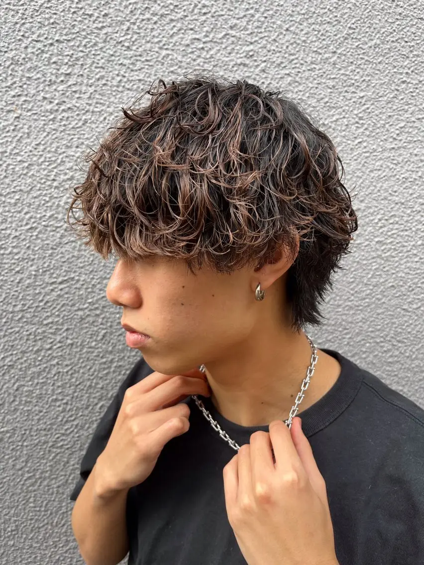 【メンズ】カット＋パーマ＋カラー¥18590~(水戸/メンズカット/波巻きパーマ/メンズカラー/マッシュの写真