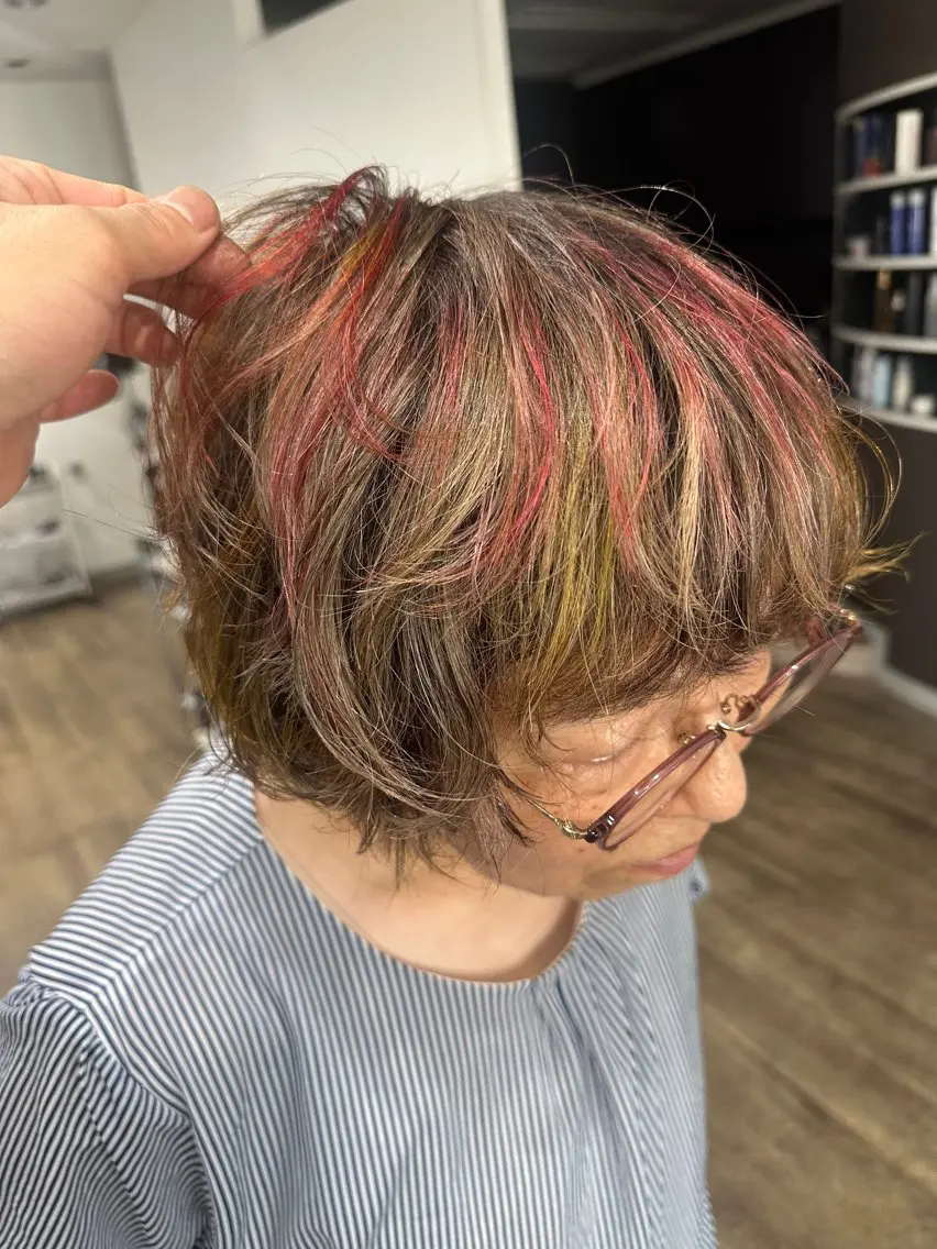 ショート カラー パーマ ヘアアレンジ デザインカラー 髪質改善/韓国風 レイヤー/田村祐樹のヘアスタイル