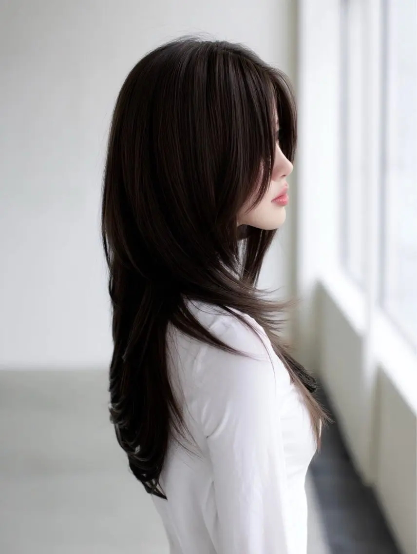 セミロング 髪質改善 ヨシンモリ 韓国風ヘア レイヤーカット 縮毛矯正 カット ヘアカラー トリートメント ヘッドスパ ヘアセット 🩵髪質改善🩵 韓国ヘア🩵花澤みりのヘアスタイル