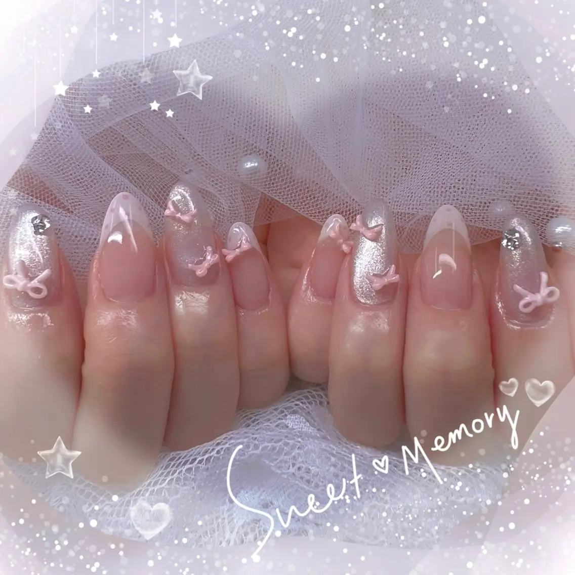 ネイル チークネイル フレンチネイル ガーリー ガラスフレンチ グラデーション ハンドネイル ハンドケア Chill Nailsalonのネイルデザイン
