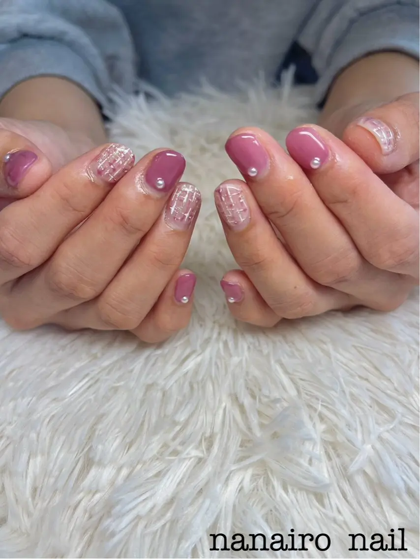 ネイル シンプルネイル ツイードネイル nanairo nailのネイルデザイン