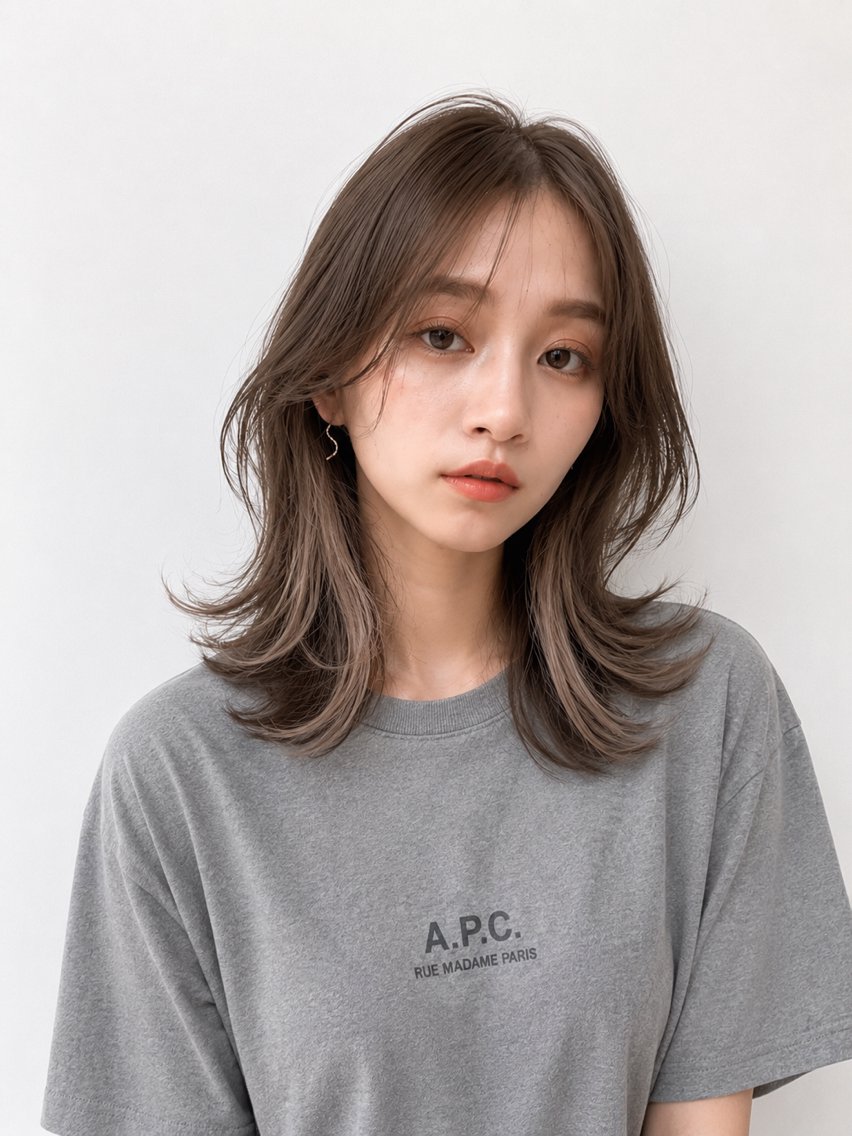 セミロング ヘアカラー トリートメント Trip 香椎🌟 ブリーチ/髪質改善のヘアスタイル