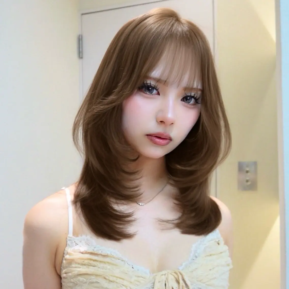ミディアム カラー ミディアムレイヤー ベージュカラー ブリーチ ブラウンカラー ダブルカラー カット ヘアカラー トリートメント 🎀𝑆𝐴𝑅𝐴 /レイヤーカット🎀のヘアスタイル