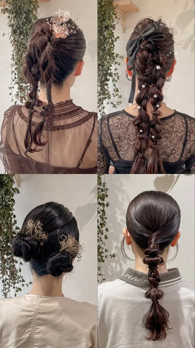 セミロング ヘアアレンジ ヘアセット cut／nail ▫️ｲﾁｶ🌻のネイルデザイン