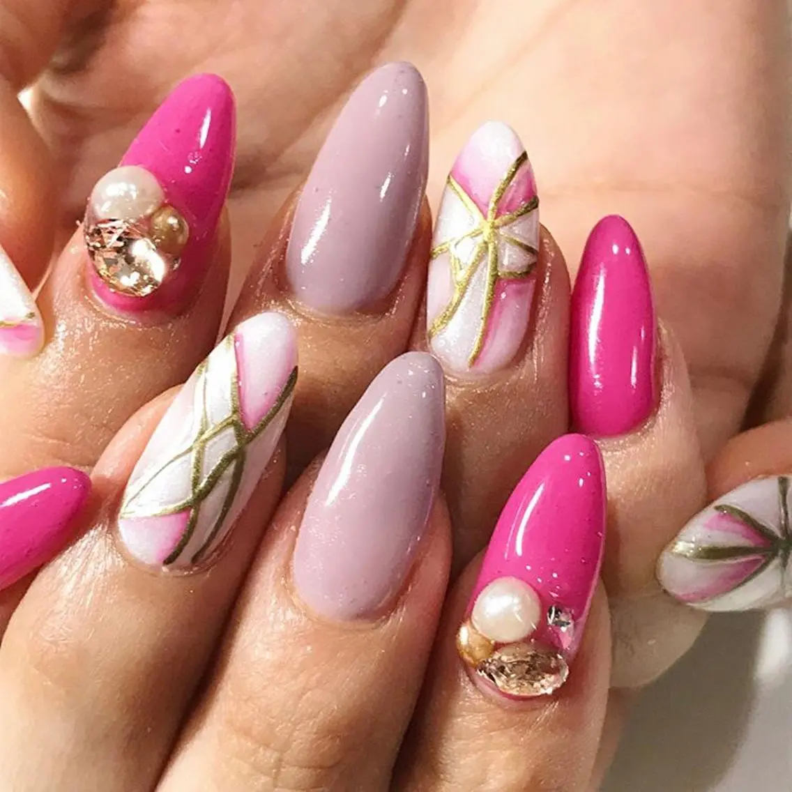 ネイル 渋谷／チップ長さ出し 👑アプレgel-xのネイルデザイン