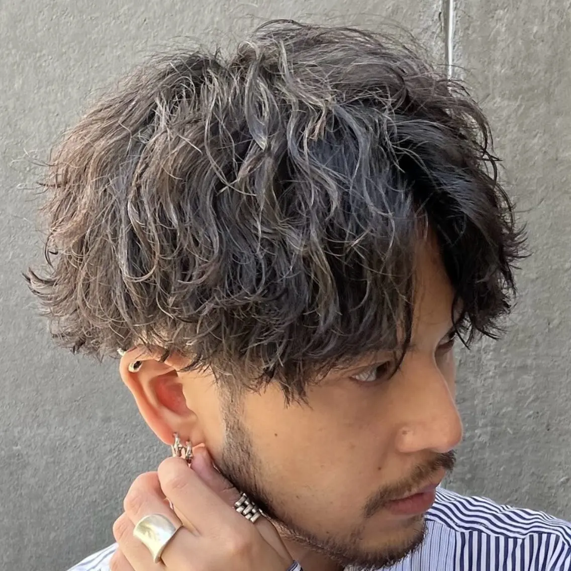 ミディアム パーマ ヘアアレンジ メンズ fifth 石川 凪のヘアスタイル