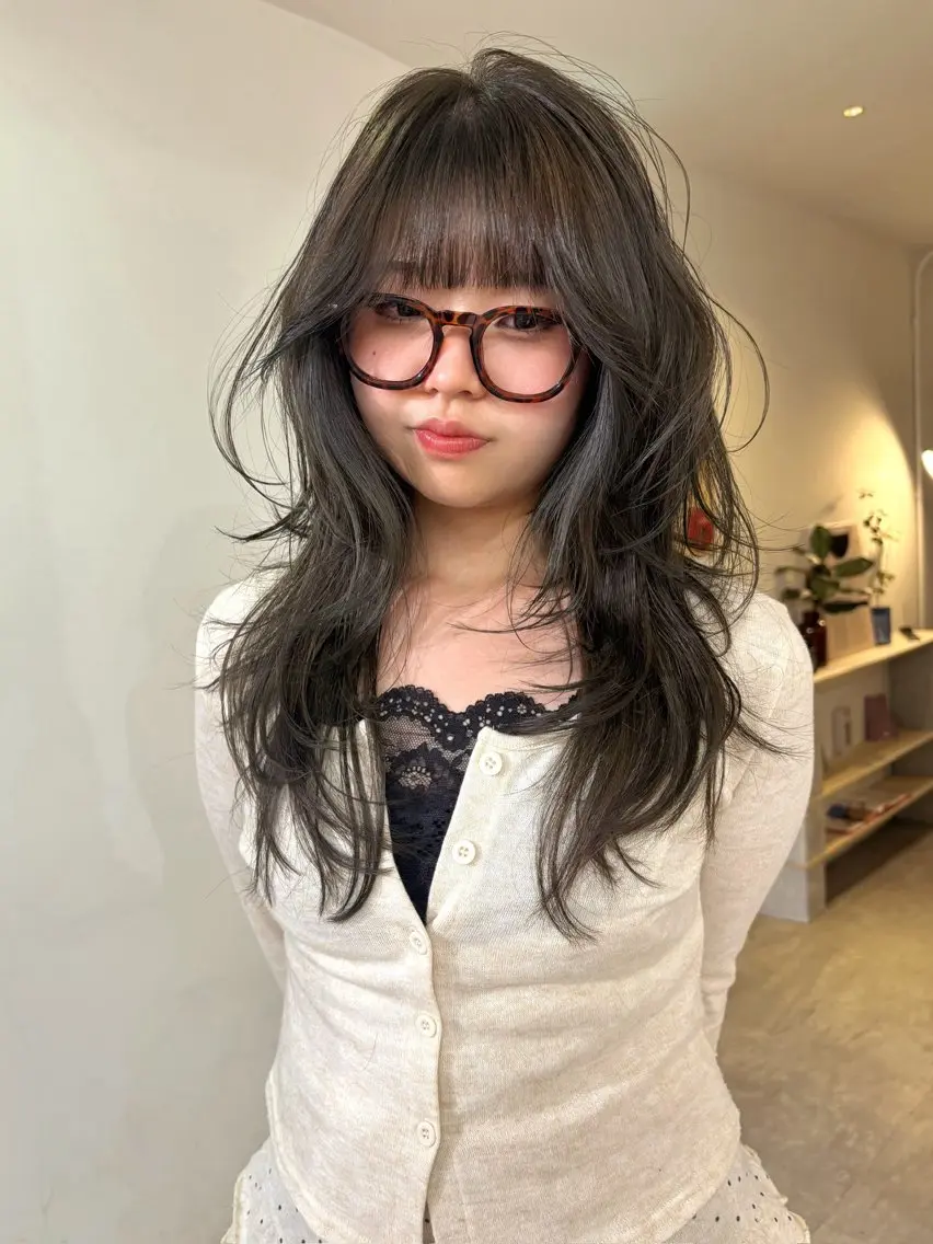 ロング カラー カット ヘアカラー mizuki/ピンク ベージュ.レイヤーのヘアスタイル