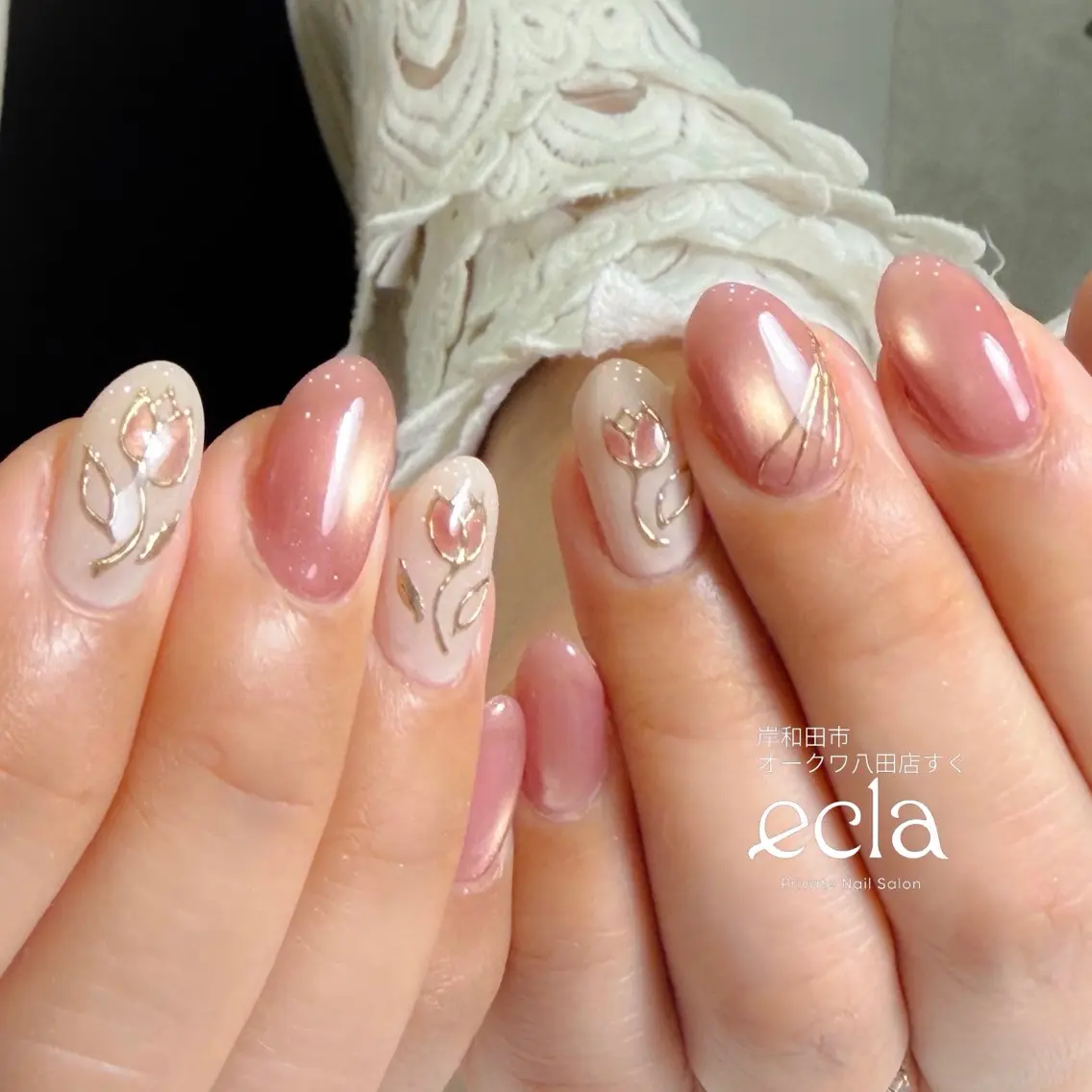 ネイル フラワーネイル ジェルネイル パラジェル ピンク Nail Salon ecla 〜エクラ〜のネイルデザイン