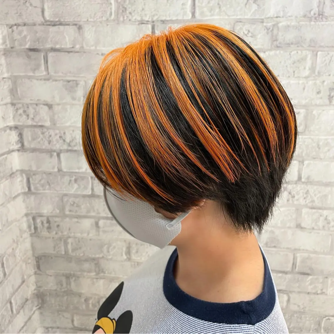 ショート カラー ヘアアレンジ ブリーチ オレンジ ショートヘア カット ヘアカラー トリートメント 秋山 幸太のヘアスタイル