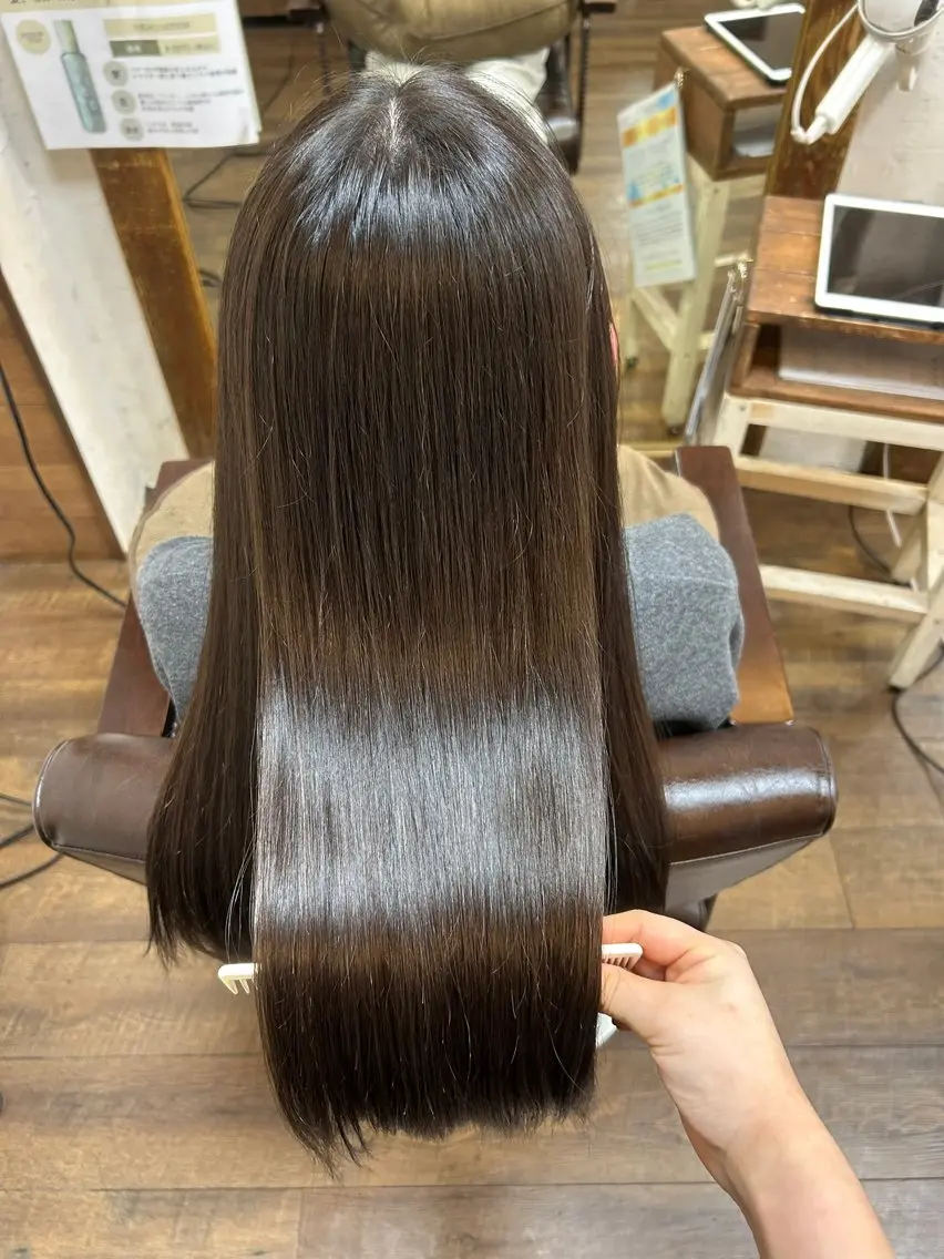 ロング カラー 髪質改善 縮毛矯正 トリートメント 徳永　髪質改善 カラー🪄💫のヘアスタイル