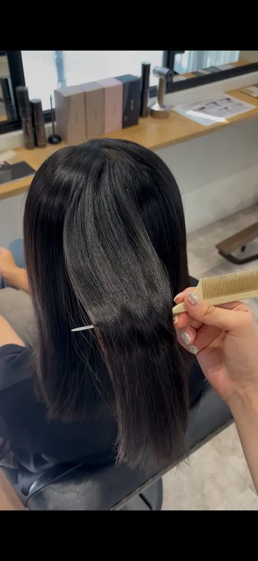 ミディアム パーマ 髪質改善 ストレートパーマ 縮毛矯正 recipe la couleurちずのヘアスタイル