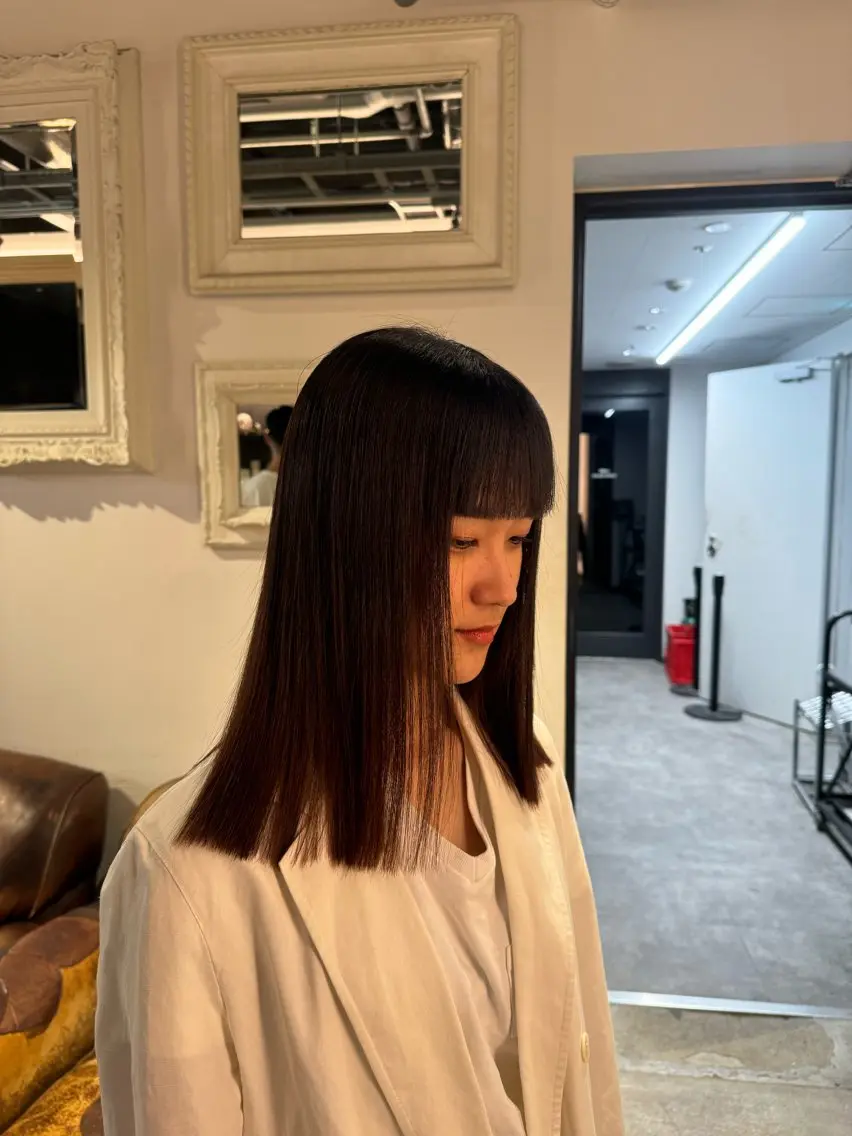 ミディアム 縮毛矯正 暖色カラー Ryokaのヘアスタイル