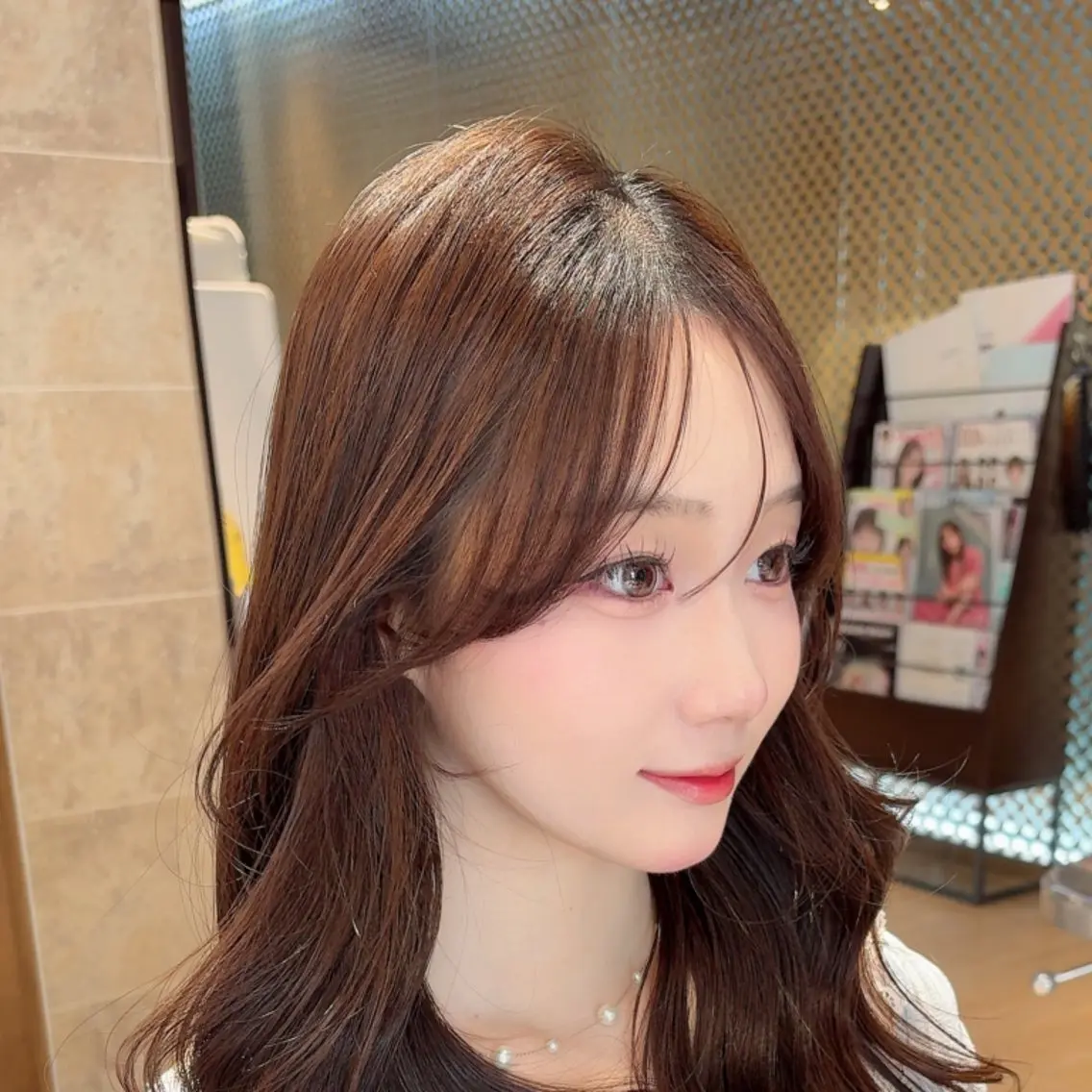 ロング 韓国風ヘア シースルーバング カット ヘアカラー トリートメント Nanako。顔周り カット/韓国レイヤーのヘアスタイル