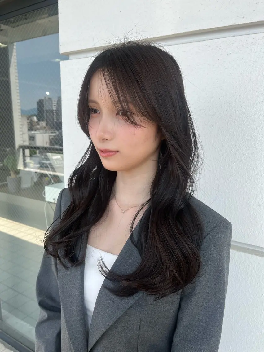 ロング カット ヘアカラー トリートメント 髪質改善×ブリーチ 無しWカラー🫧天神のヘアスタイル