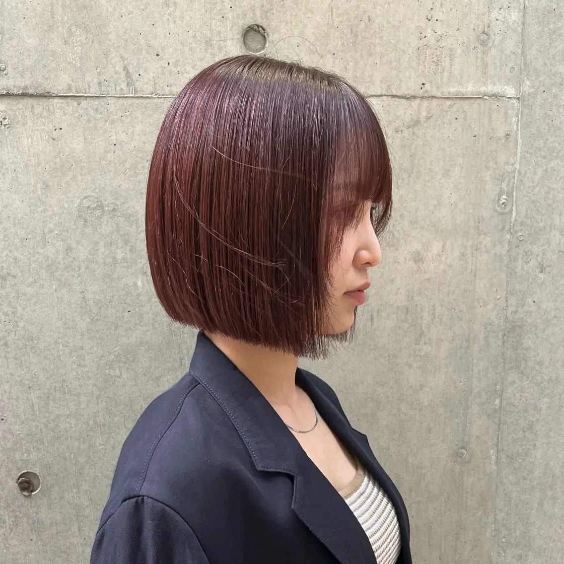ミディアム カラー カット ヘアカラー トリートメント 縮毛矯正ボブ&顔まわ レイヤー♡TOMOEのヘアスタイル