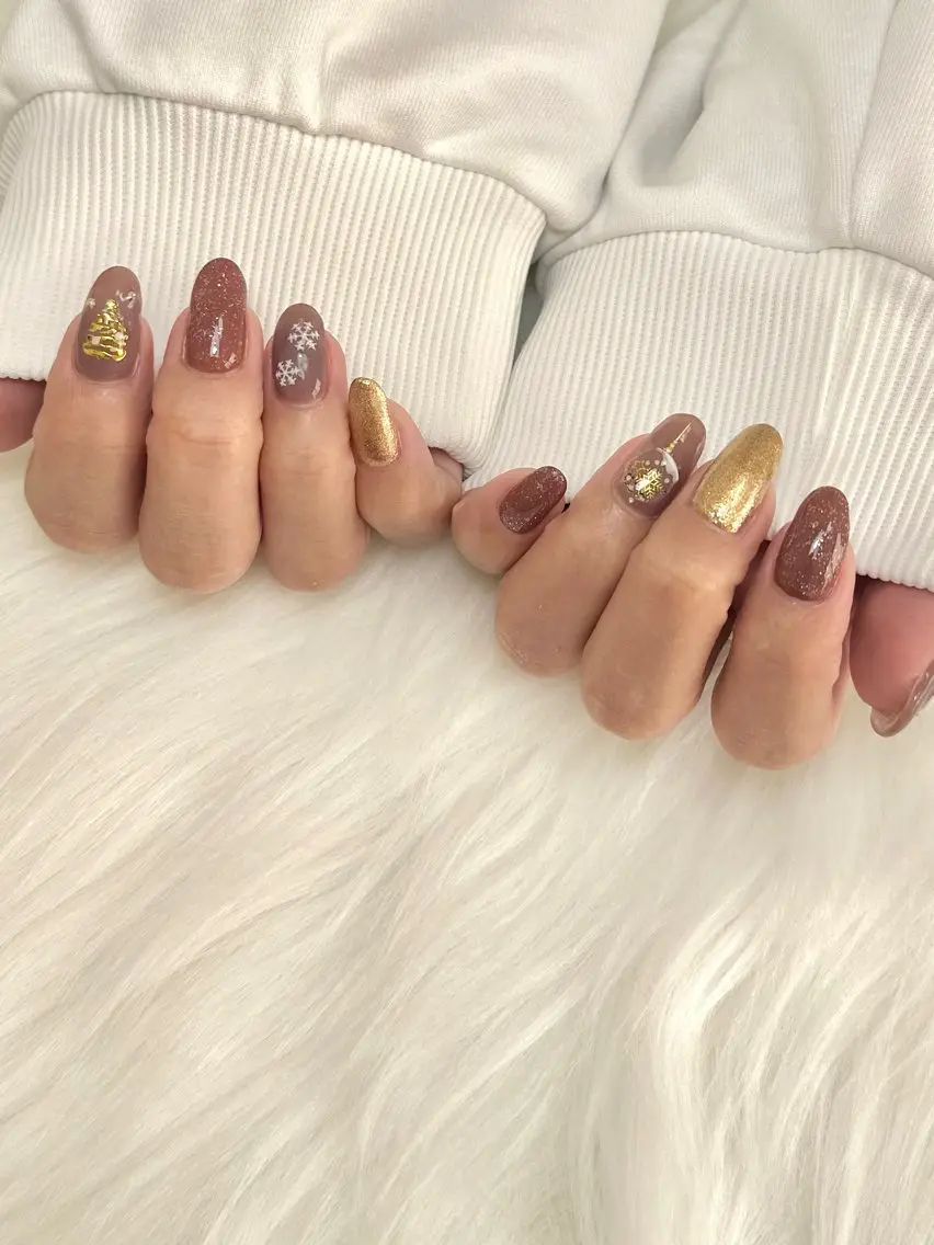 ネイル 冬ネイル クリスマス ハンドネイル プライベートサロン nailcoconaのネイルデザイン