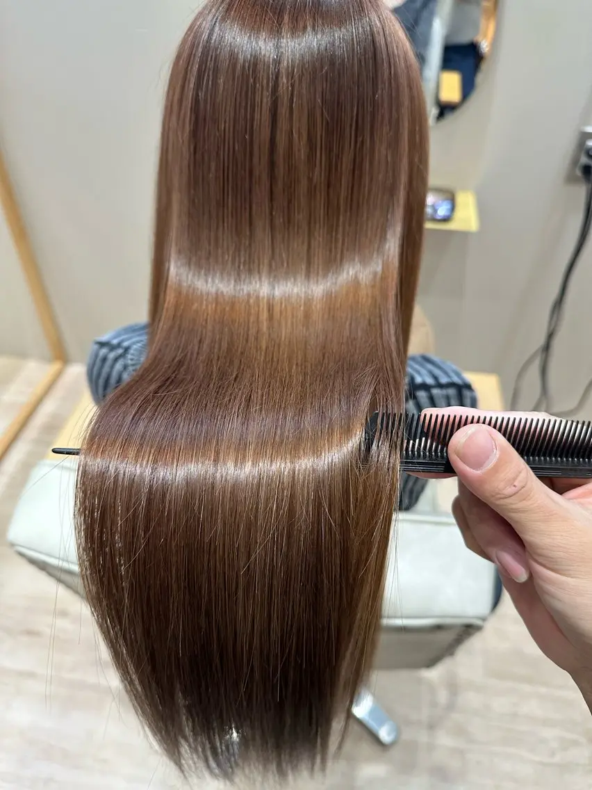 セミロング 髪質改善 縮毛矯正 トリートメント シムラ カイゲンのヘアスタイル