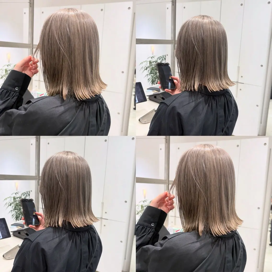 ミディアム カラー ベージュカラー ブリーチ ダブルカラー グレージュ ハイトーンカラー カット ヘアカラー トリートメント ヘッドスパ ヘアセット カジュアルを女っぽく 𝗮𝘆𝗮𝗰𝗼のヘアスタイル