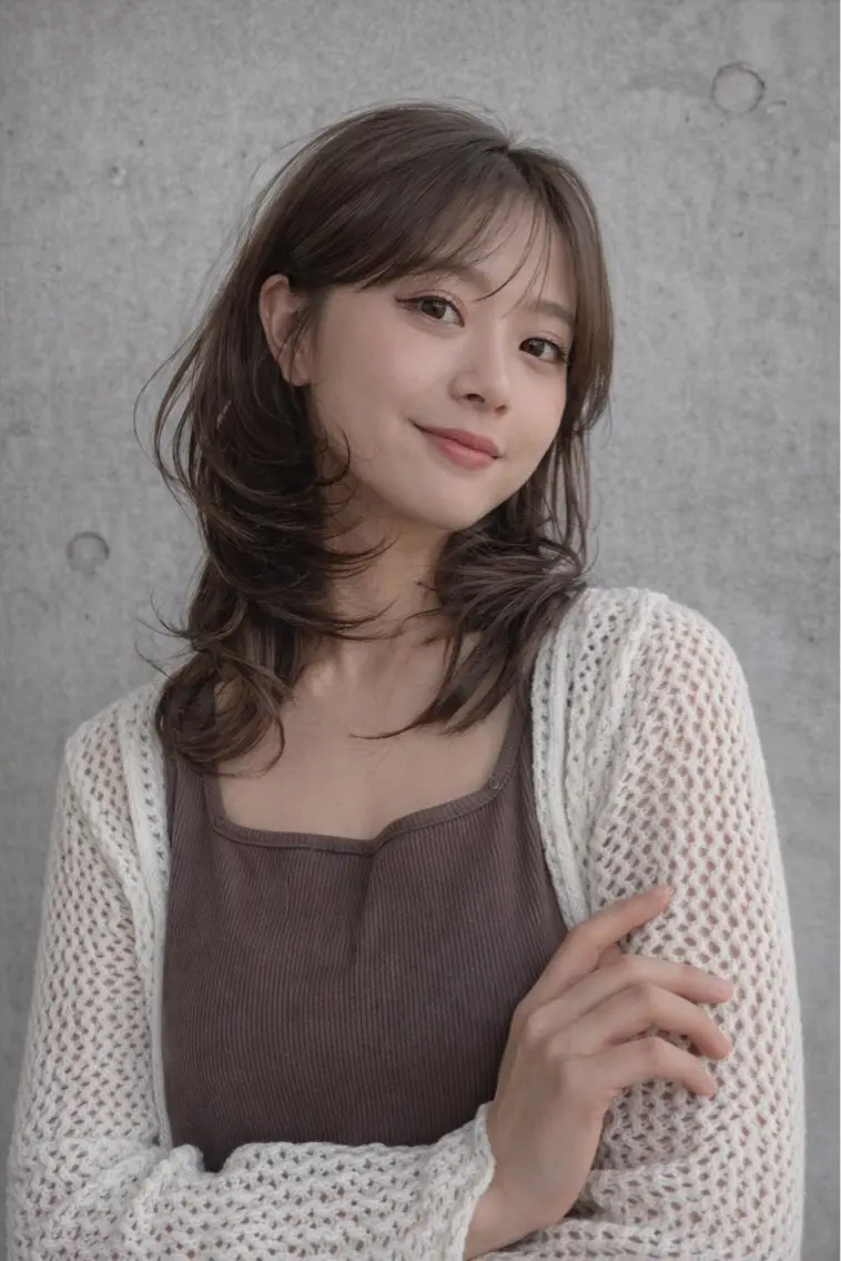 ミディアム 恵比寿韓国レイヤー× 艶透明感カラー大場のヘアスタイル
