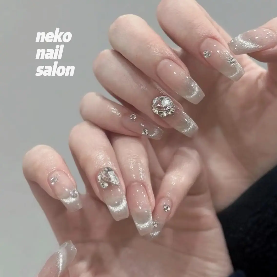 ネイル フレンチネイル マグネットネイル マグネットフレンチ ハンドネイル neko nailのネイルデザイン