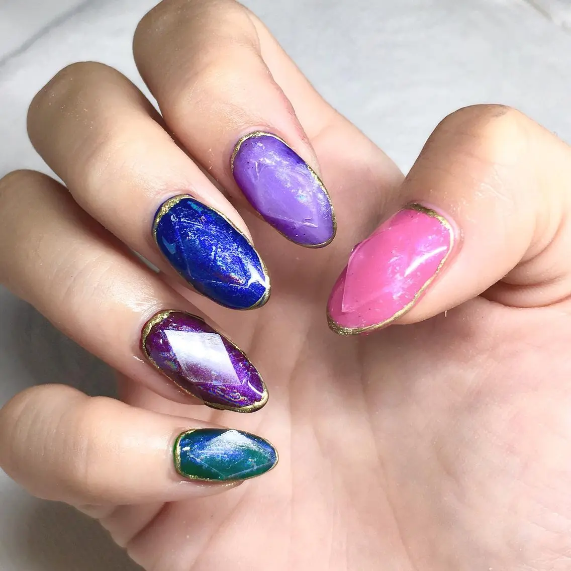 ネイル フットネイル ジェルネイル ミラーネイル パラジェル 春ネイル clover nailのネイルデザイン