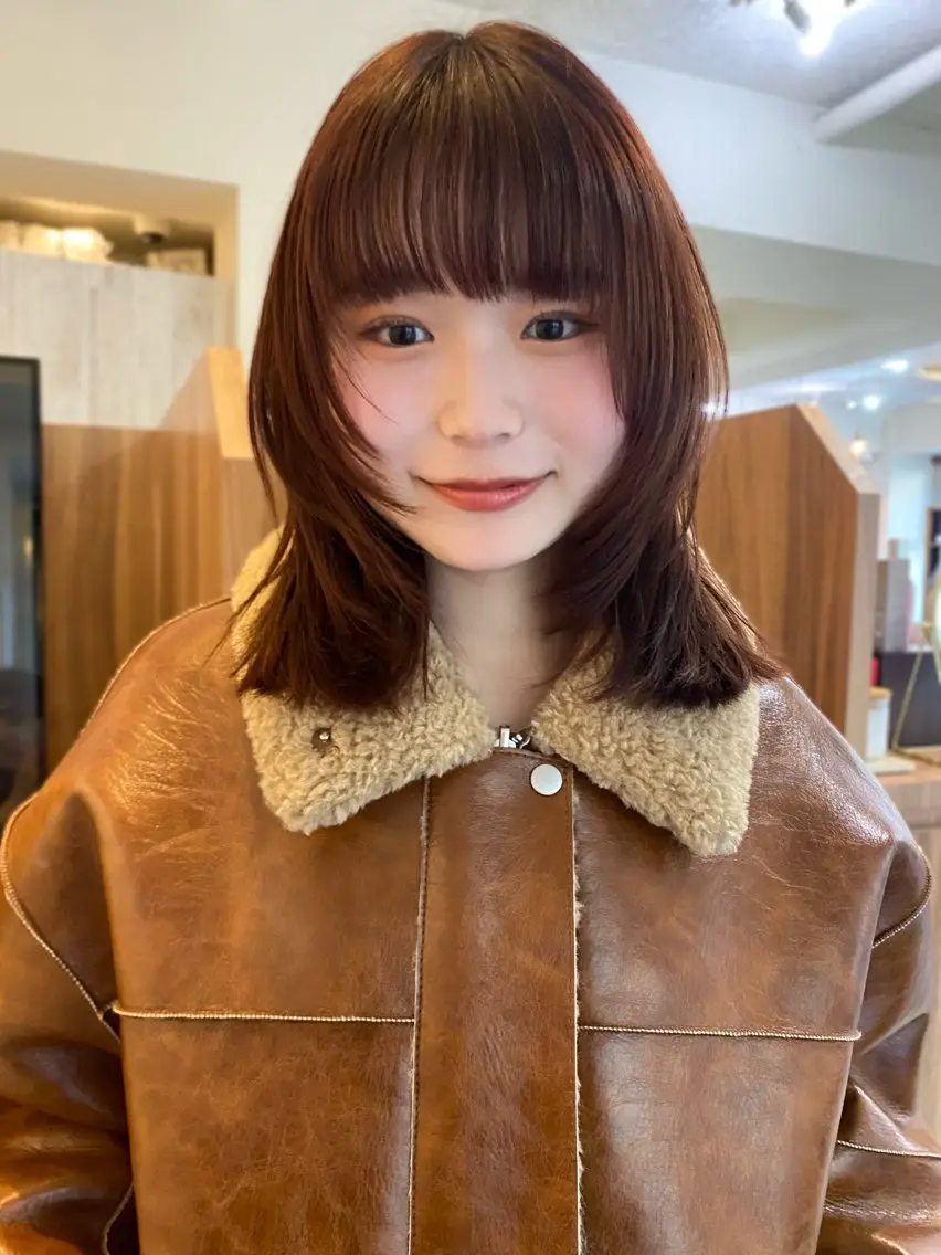 ミディアム カラー カット ヘアカラー トリートメント shiori/暖色/ レイヤー/似合わせのヘアスタイル