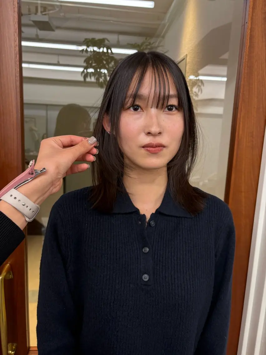 ミディアム 透明感カラー/顔周り カット/ののか💞のヘアスタイル