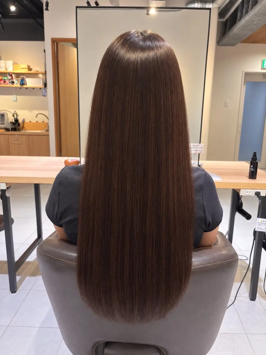 ロング 髪質改善 カット 縮毛矯正 トリートメント 尾形 百花のヘアスタイル