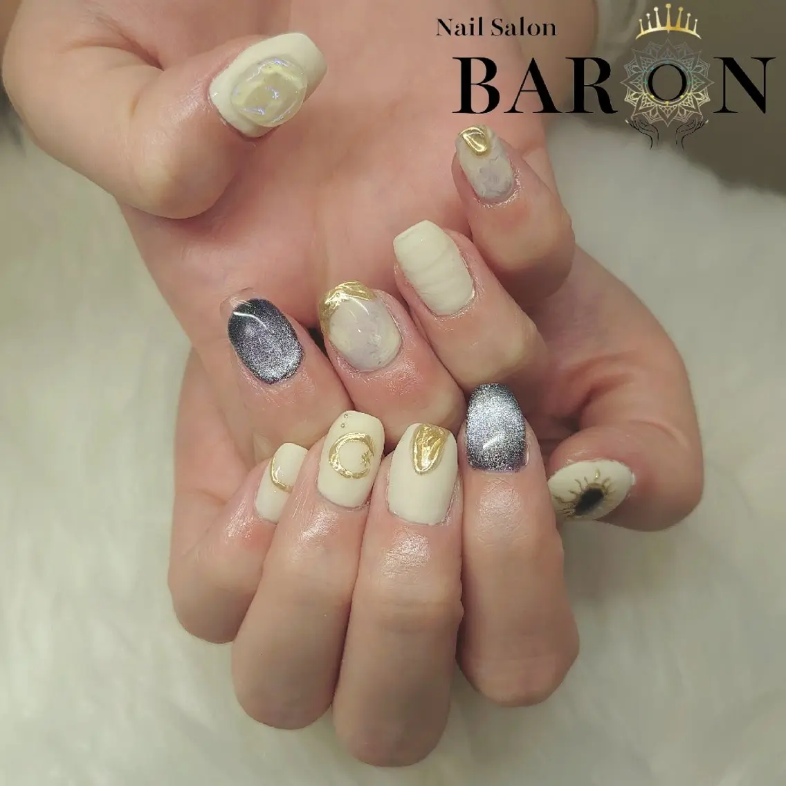 ネイル アートネイル 長さ出し マグネットネイル ミラーネイル 持ち込み ♛BARON♛ AOIのネイルデザイン