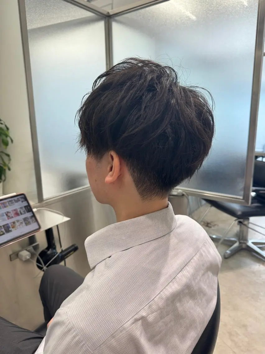 ショート パーマ メンズ 梅田茶屋町ヘッドスパ &艶カラー りほのヘアスタイル