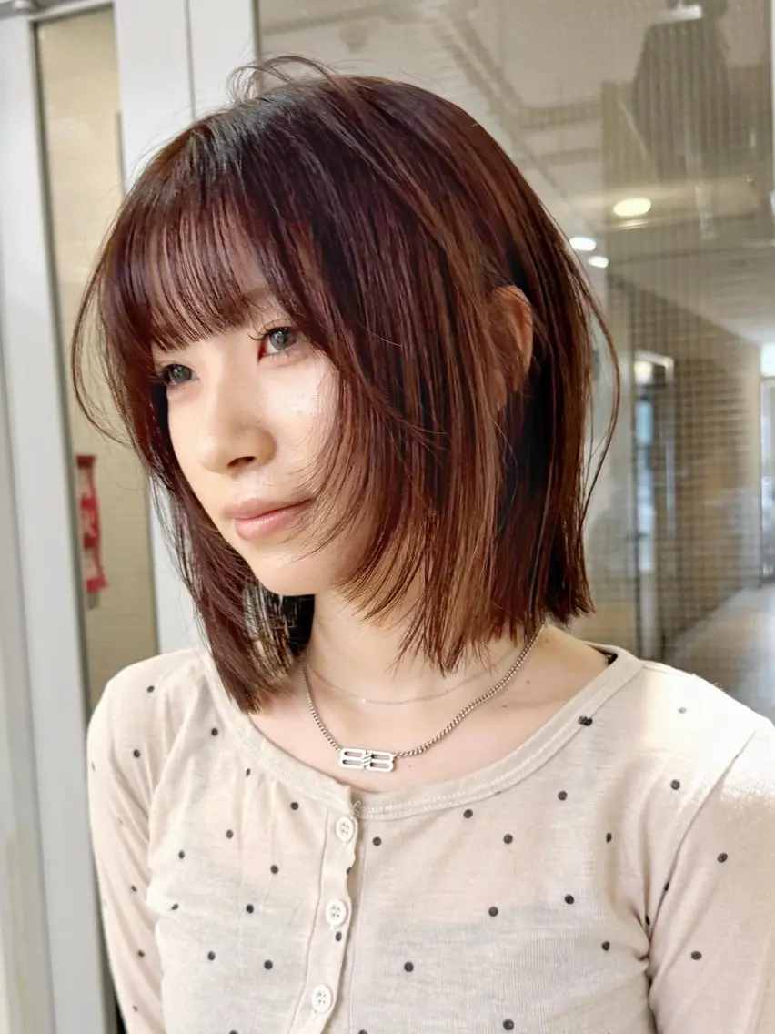 ミディアム カラー カット ヘアカラー ‎♡アヤメ/レイヤー ボブ♡渋谷のヘアスタイル