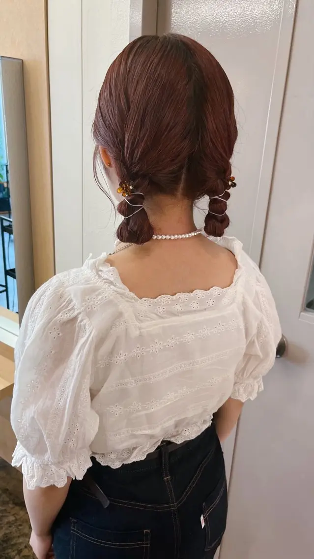 ロング お団子ヘア 西山 紗耶香🪽 透明感カラー/ボブのヘアスタイル