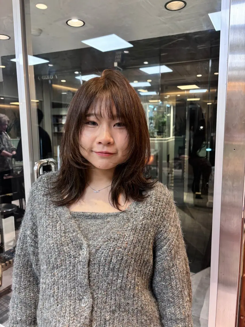 ミディアム カット ヘアカラー トリートメント 竹田 佳奈のヘアスタイル
