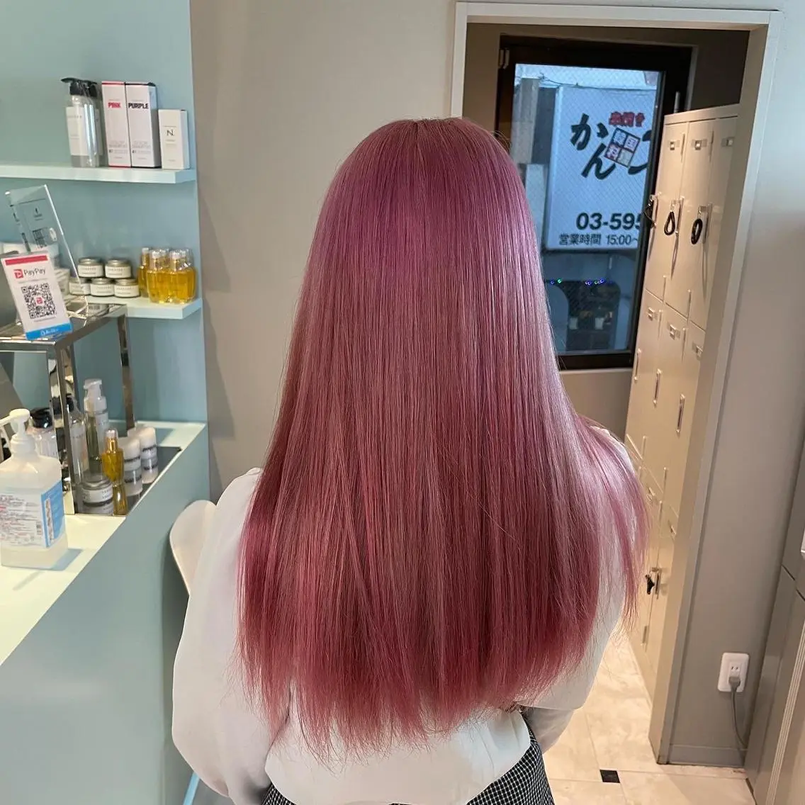 セミロング ブリーチ✖️ 縮毛LANDのヘアスタイル