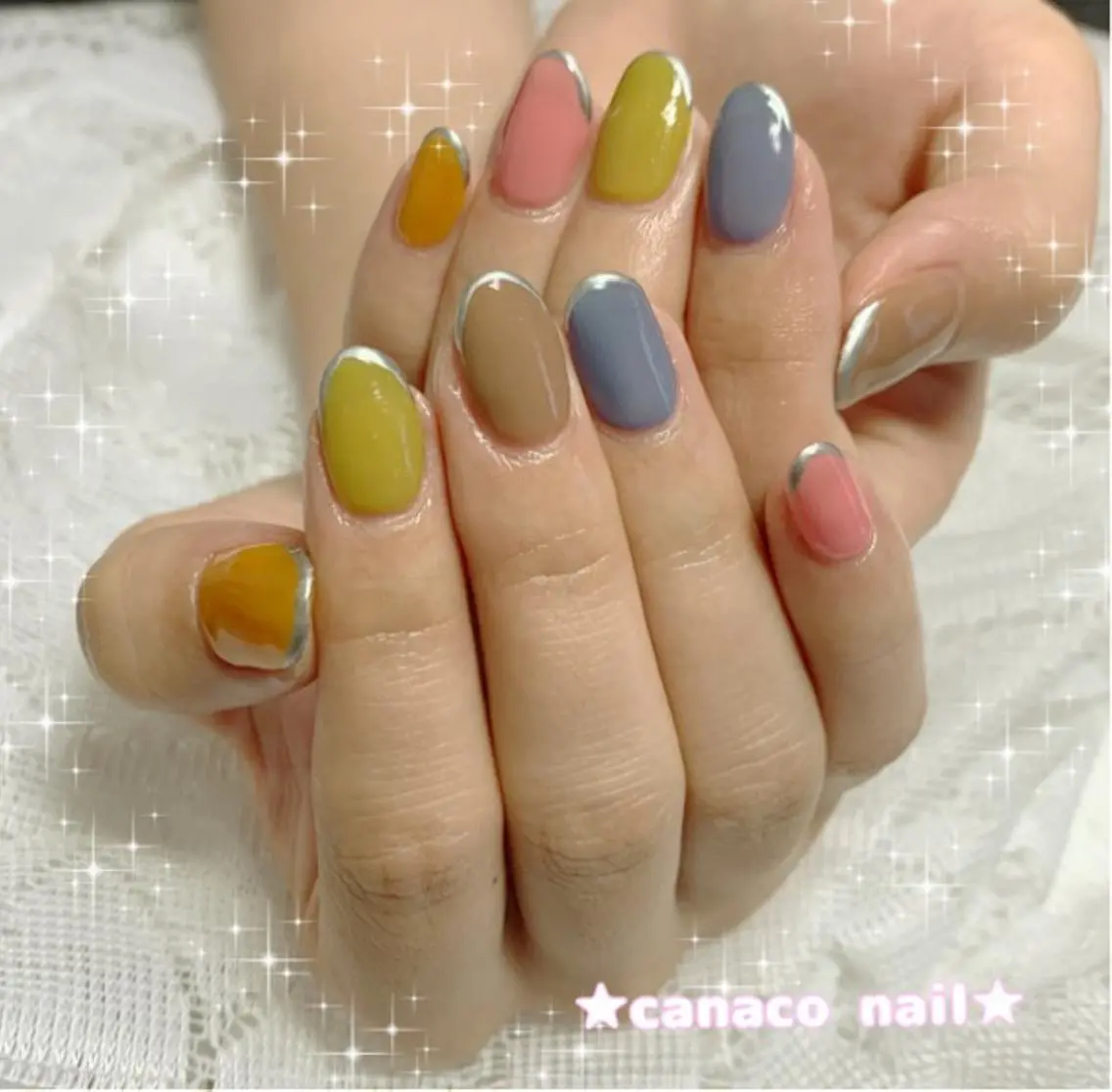 ネイル アートネイル ジェルネイル パラジェル シルバー シンプルネイル ハンドネイル ハンドケア ベテランネイル cnc  nailのネイルデザイン