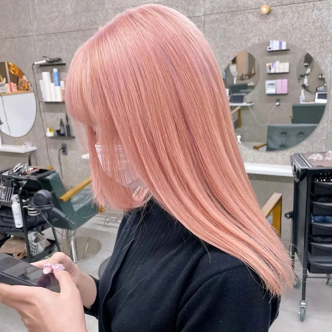 セミロング カラー ヘアカラー トリートメント Lull1人美容室 バレイヤージュのヘアスタイル