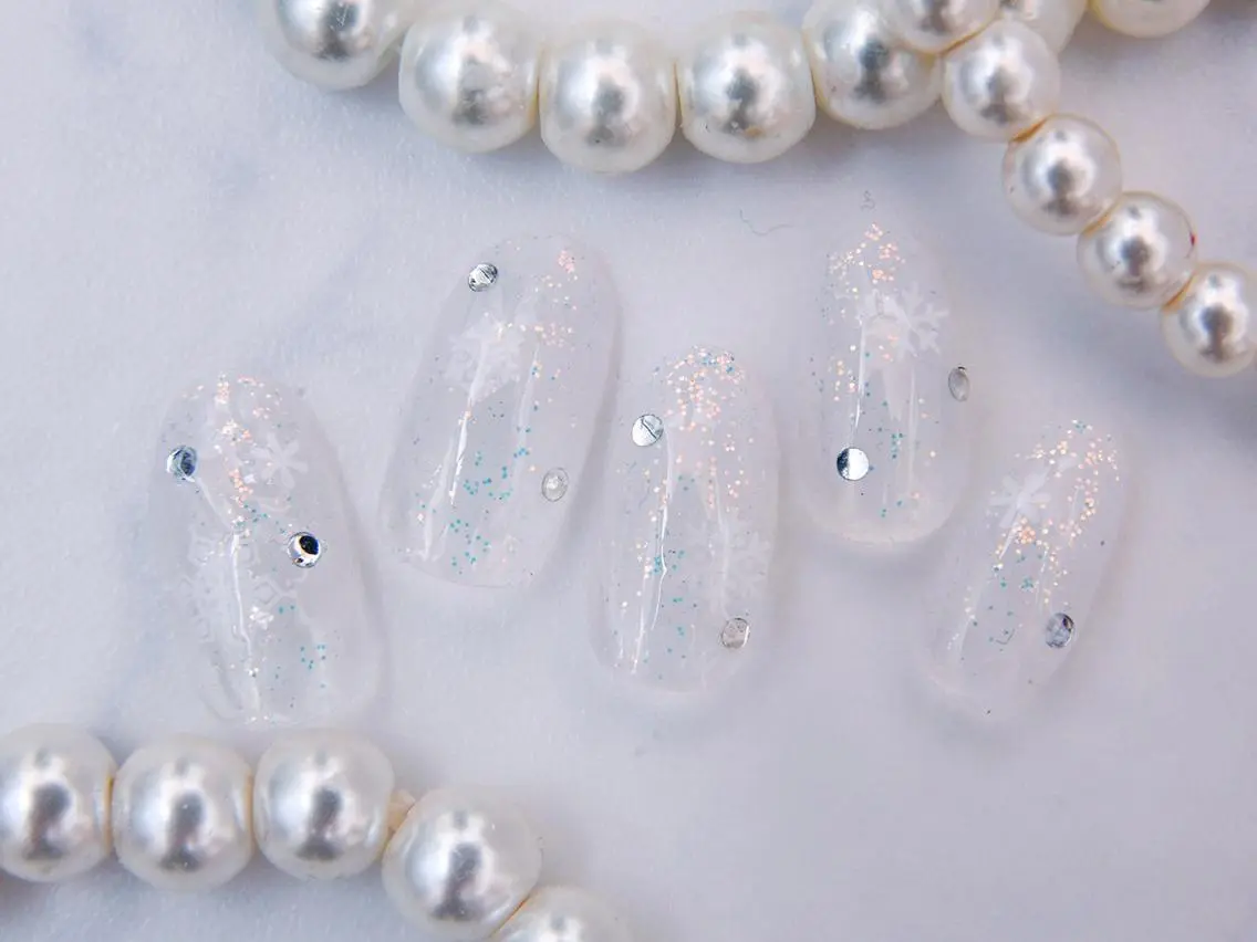 ネイル 桜ネイル クリアネイル フットネイル ジェルネイル キラキラネイル Tiary Nail Yのネイルデザイン
