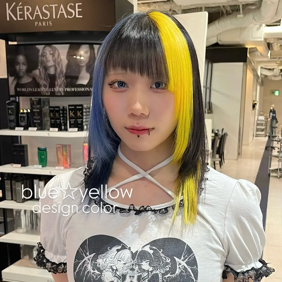 ミディアム カラー ブルーカラー デザインカラー イエローカラー ヘアカラー trico心斎橋 ナツミのヘアスタイル