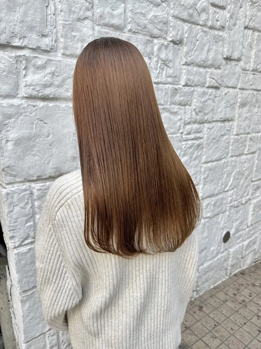 ロング パーマ ストレートパーマ カット 縮毛矯正 トリートメント ヘッドスパ ヘアセット 艶くすみカラー /縮毛/川添桃花のヘアスタイル