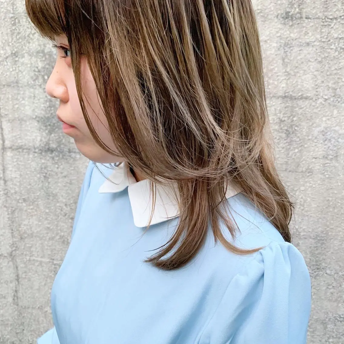 セミロング カラー 中川 竜誠のヘアスタイル