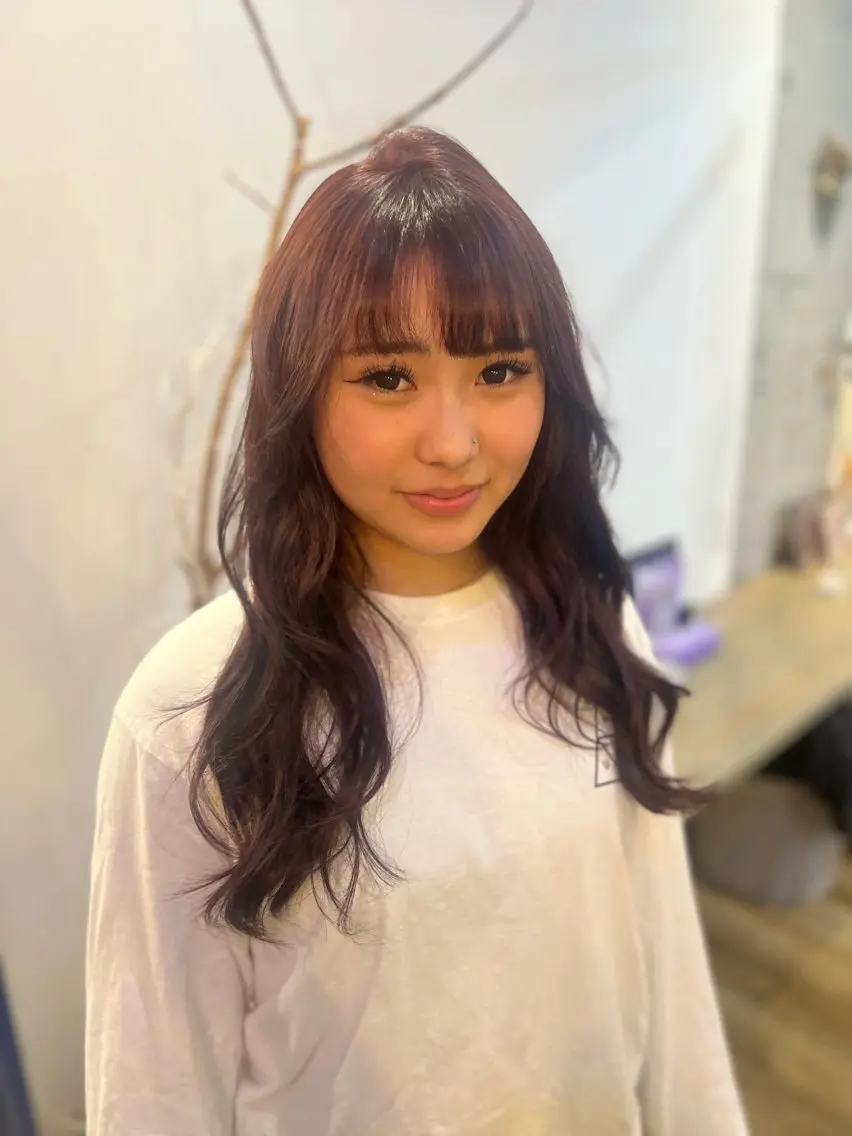 ロング カラー ダブルカラー ピンクカラー ヘアカラー トリートメント Liere Muuのヘアスタイル