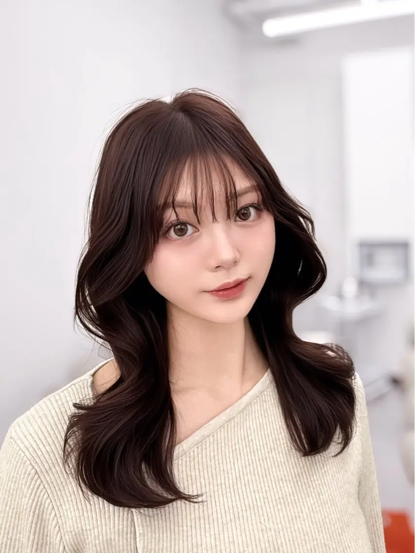 セミロング カラー カット ヘアカラー トリートメント 韓国ガーリーヘア🎀 Sayaka🤍のヘアスタイル