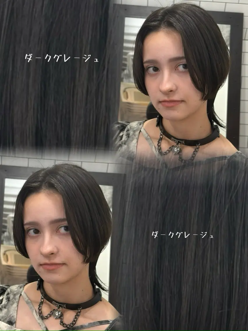 ショート カラー ダークグレー レイヤーカット ウルフカット ウルフレイヤー 中区/legare 🌈山村/髪質改善のヘアスタイル